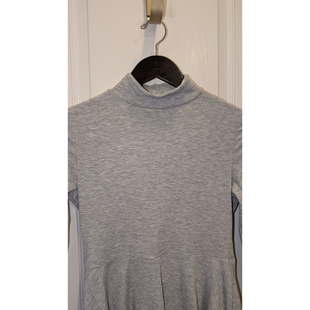 Collusion Grey Ribbed Knit High Neck Long Sleeve Aline Dress‎ size US 6 Petite - Picture 2 of 5